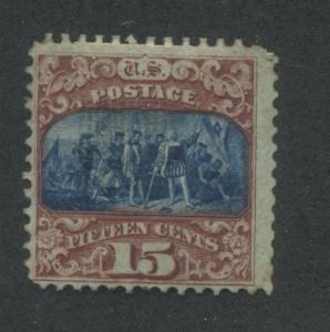 1869 US Stamp #119 15c Mint F/VF Regummed Catalogue Value $900, Cert