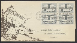 1958 #382 First Elected Assembly FDC Block Bazeley Cachet Ottawa