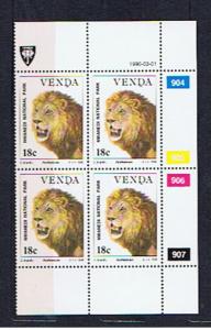 LION BLOCK OF 4 UNMOUNTED MINT VENDA