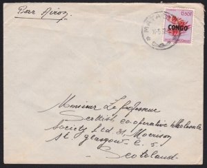 CONGO 1962 cover to UK - Congo 6.50f opt - Matadi cds......................A7505