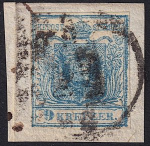 Austria - 1850 - Scott #5 - used on piece - Type II - Coat of Arms