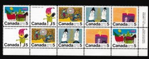 Canada # 528a, Christmas -  Children's Drawings, 2 Strips of 5 Mint NH