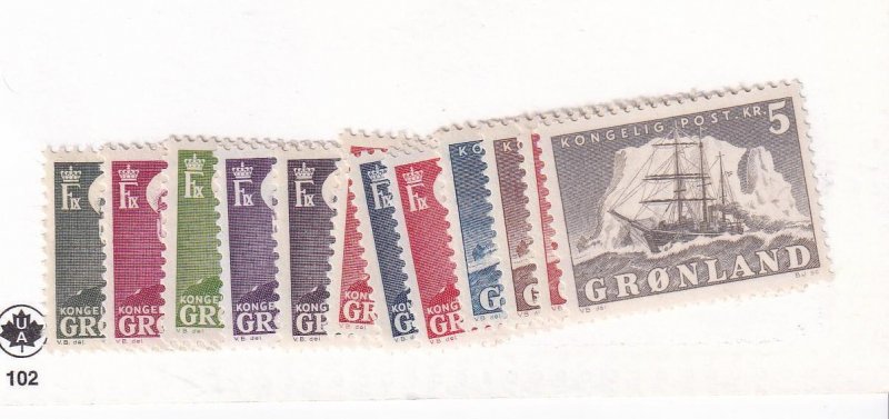 GREENLAND # 28-38+31a VF-MNH/MVVLH CAT VALUE $159