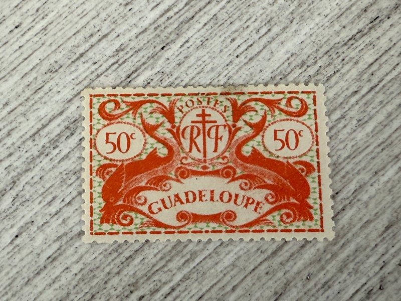 Guadeloupe #171 MH, Dolphins, 50c, 2024 SCV $0.40