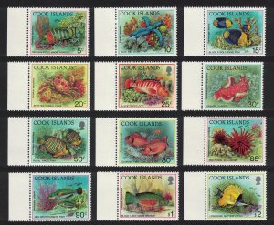 Cook Is. Fish Crabs Corals Reef Life 12v COMPLETE Margins 1992 MNH