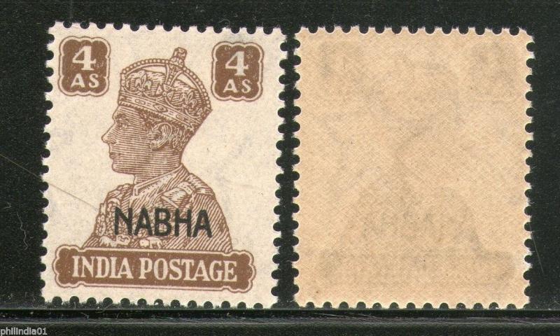 India Nabha State 4As KG VI SG 114 / Sc 109 Cat. £2 MNH