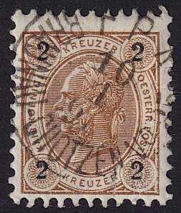 Austria - 1890 - Scott #52 - used - BRAUNAU-CHOTZEN F.P.A. No. 85 train pmk