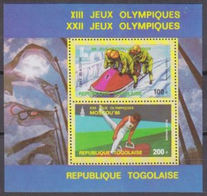 1979 Togo 1386-1387/B146 1980 Olympic Games in Moscow / Lake Placid