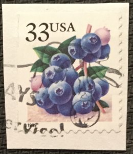 US #3294 Used Booklet Single OP Blueberries SCV $.25