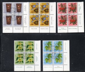 Switzerland Sc B434-438 1975 Pro Juventute Forest  Plants Blocks of 4 used