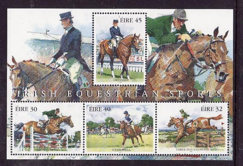 Ireland-Sc#1119a-unused souvenir sheet-margin is hinged, stamps NH-Horses-Equest