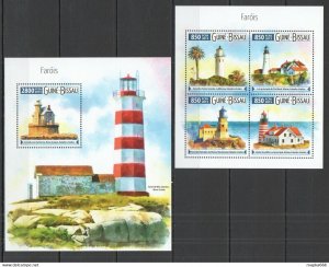 2015 Guinea-Bissau Marine Life Lighthouses Farois Kb+Bl ** Stamps St998