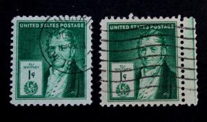US #889 Used Lot of 2 Eli Whitney 1940 Famous Americans