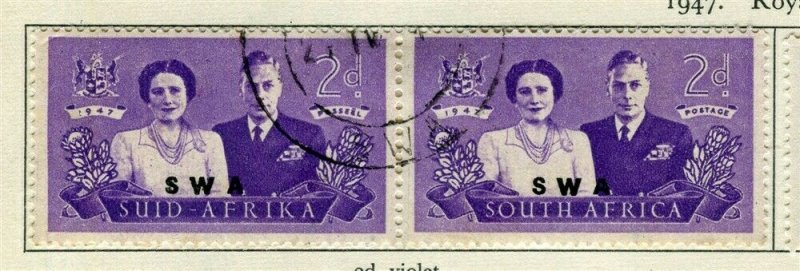 SOUTH WEST AFRICA; 1947 early Royal Visit issue fine used 2d. Pair 