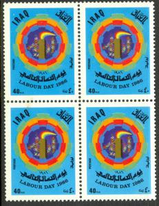 IRAQ 1986 40f LABOR DAY Issue BLOCK OF 4 Sc 1237 MNH