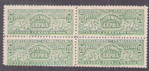 COLOMBIA: CUNDINAMARCA: Leprosy Tax Stamps MINT block Forbin #5 popular revenue