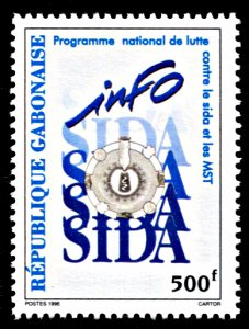 Gabon 827, MNH, Campaign Against AIDS and Sexually-transmitted Diseases