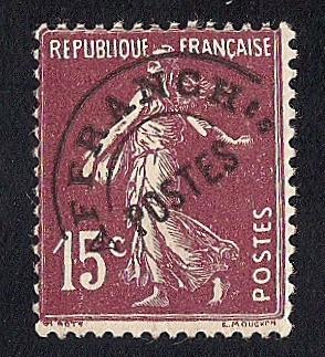 France #165 15C Sower, Red Brown Precancel Stamp used F