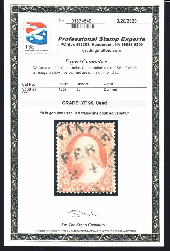 #26 Graded XF 90 used Left frame line doubled Clean cert!