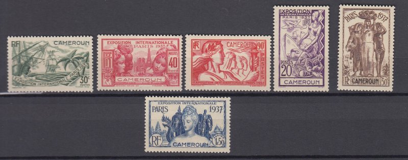 J39578 JL stamps, 1937 french cameroun set mh #217-22 paris expo