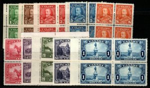 CANADA SG341/51(exc.344) 1935 DEFINITIVE SET IN BLOCKS OF 4 MNH