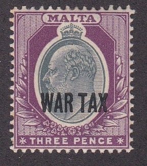 Malta # MR2, War Tax Overprint, Mint Hinged, 1/2 Cat.