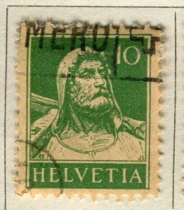 SWITZERLAND; 1917-22 early William Tell Perf 11.5 issue fine used 10c. value