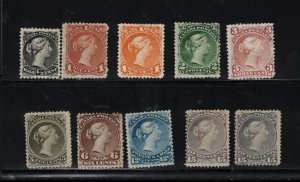 Canada #21 - #30 Mint Fine Set Of Ten - Part To Full Original Gum Hinged