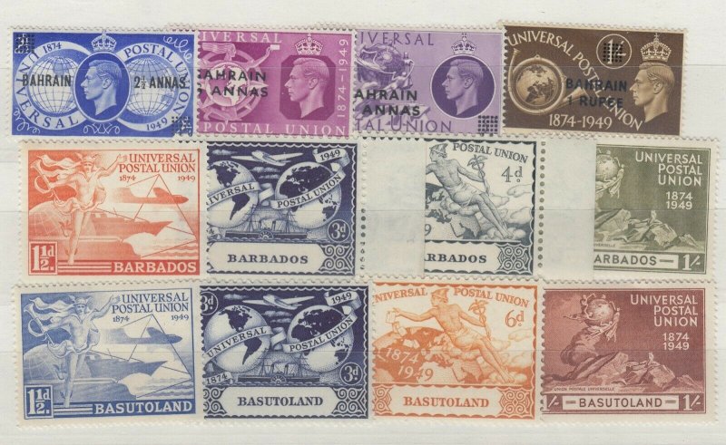 Bahrain Barbados Basutoland 1949 UPU Sets x 3 MNH J7110