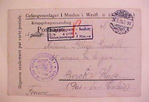 GERMAN POW AUG 1915 TO FRANCE