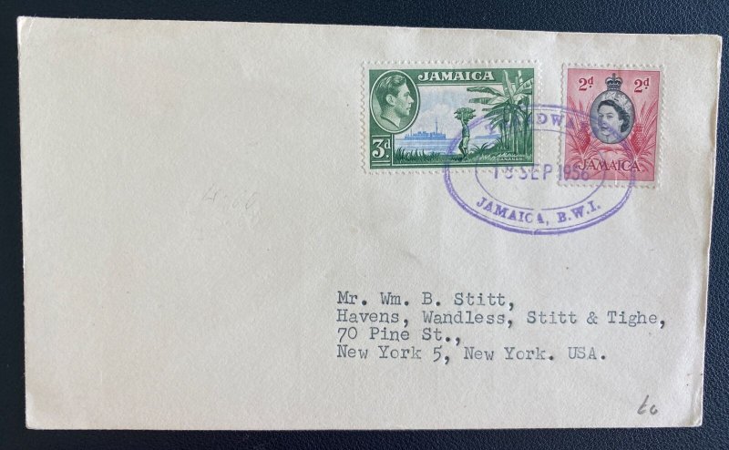 1956 Jamaica Mixed Franking Cover To New York Usa