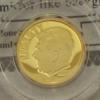 2005 Ronald Reagan Silver Proof Gold Edition .999 Fine