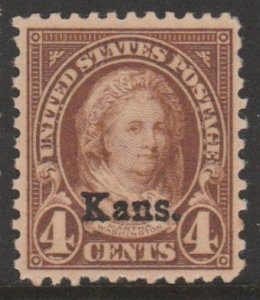 U.S. Scott Scott #662 Martha Washington - Kansas Overprint Stamp - Mint Single