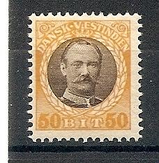 Danish West Indies 50 MNH 1908 50b yel & brn Fredrick
