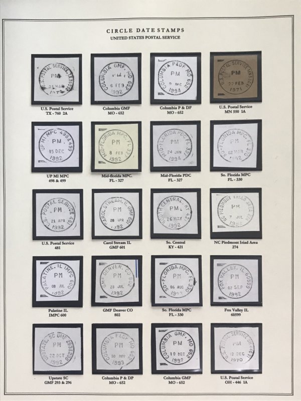 US Circular Date Stamp Collection (Odd/Boys/Girls/Double Town/Port/City/State)