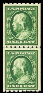 390, Mint VF NH Line Pair, Coil Pair and Single Stamp Cat $104.50 - Stuart Katz