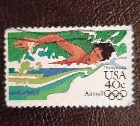 US Scott # c107; 40c Olympics from 1984; used stamp; F/VF centering