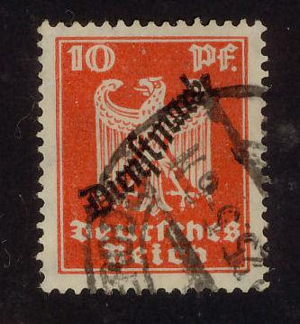 Germany official Scott#  O55 10pf German Eagle cancelled