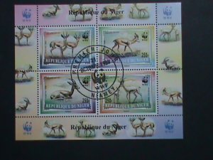 ​NIGER STAMP 1998 SC# 986a WORLD WILD LIFE FUND-WWF-ANIMALS CTO S/S CAT-$ 40-