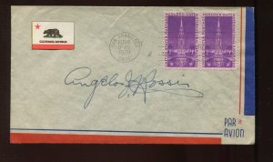 ANGELO ROSSI MAYOR OF SAN FRANCISCO CALIFORNIA SIGNED COVER LV1960
