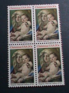 ​UNITED STATES--1982-SC #2026 VIRGIN & CHILD-CHRISTMAS MNH BLOCK OF 4 STAMPS-