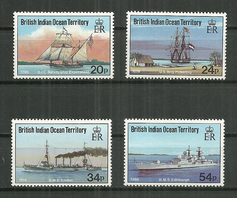 1991 British Indian Ocean Territory 115-8 complete Visiting Ships set MNH