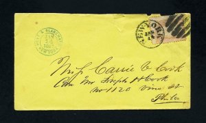 # 65 on cover from Hoyt & Blanchard, NY, NY to Philadelphia, PA - 1-14-1867