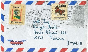 24121 - ECUADOR - POSTAL HISTORY - STAMPS on COVER to ITALY BUTTERFLIES