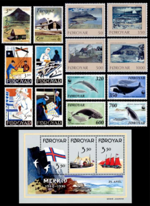 Faroe Føroyar Færøerne Färöer Féroé 1990 MNH Set 201-215 Fa196-212 CV$26