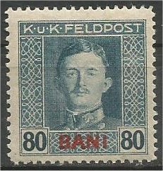 ROMANIA, 1917, MNH 80b, Emperor Karl Scott 1N13