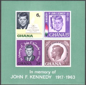 GHANA - 1965 IN MEMORY OF JOHN. F. KENNEDY - SOUVENIR SHEET - MINT NH
