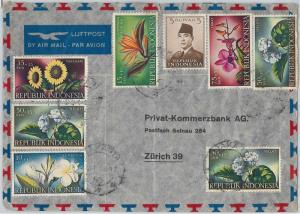 59351  -   INDONESIA - POSTAL HISTORY: COVER to SWITZERLAND - 1958 - FLOWERS