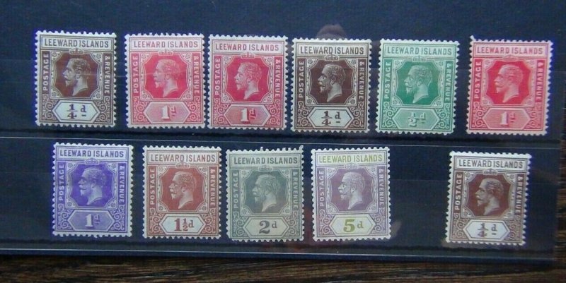 Leeward Islands KGV values including 1921 to 5d MM odd gum fault  