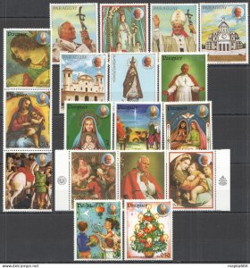 Pec176-9 1984 Paraguay Raphael Christmas John Paul Ii Art Paintings Mnh